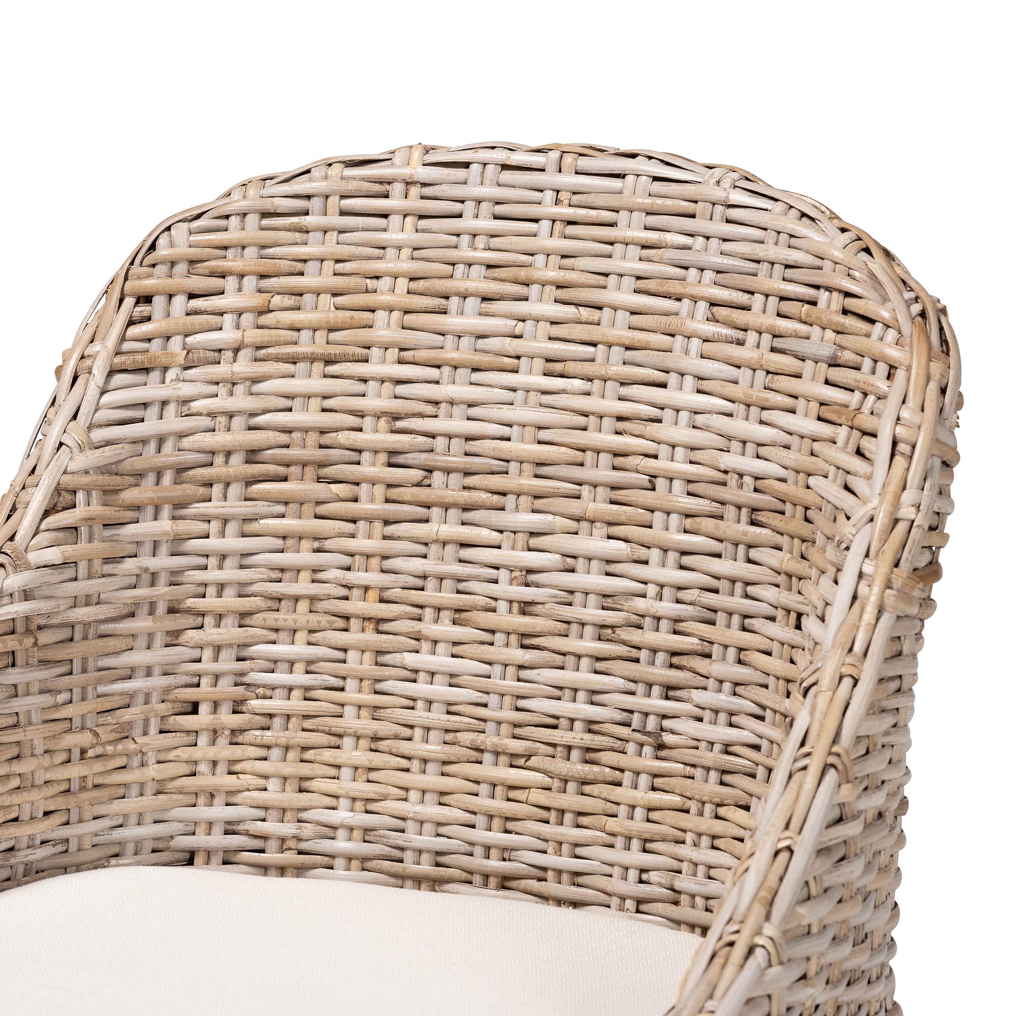 Lara Bohemian Grey Kubu Rattan and Mahogany Wood Dining Chair