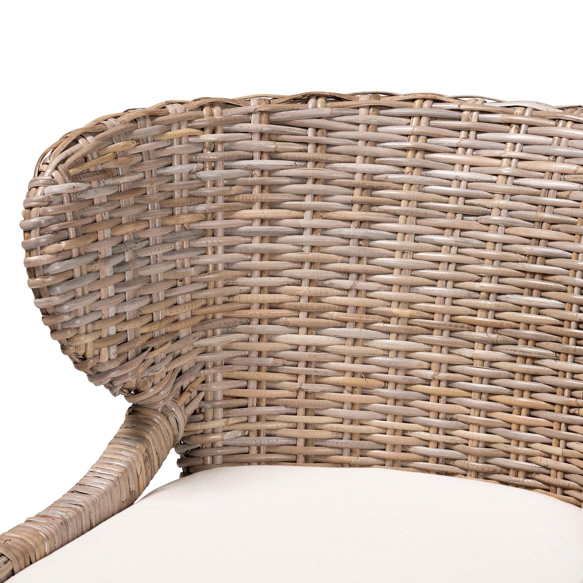 Niesha Bohemian Grey Natural Kubu Rattan and Mahogany Wood Dining Chair