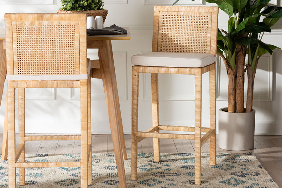 Sofia Bohemian Natural Rattan Bar Stool