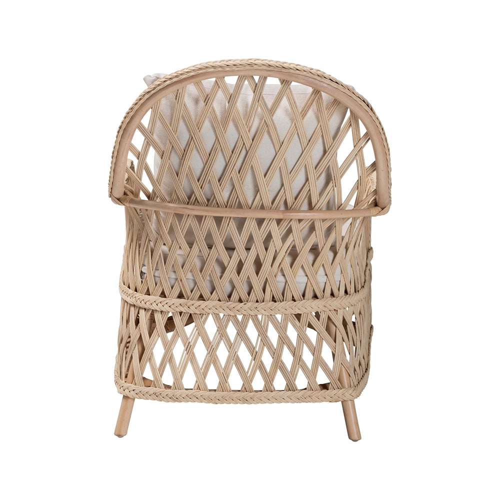 Florence Bohemian Ivory Braided Rattan Arm Chair