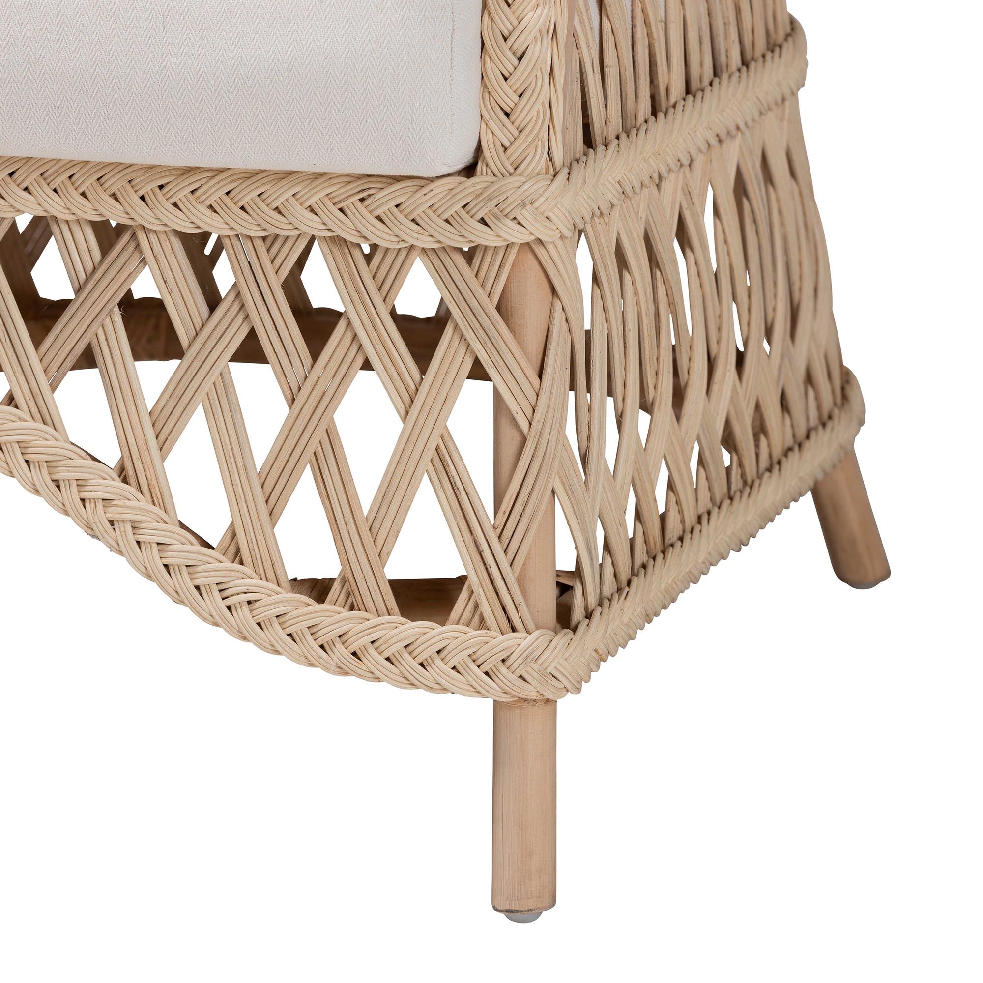 Florence Bohemian Ivory Braided Rattan Arm Chair