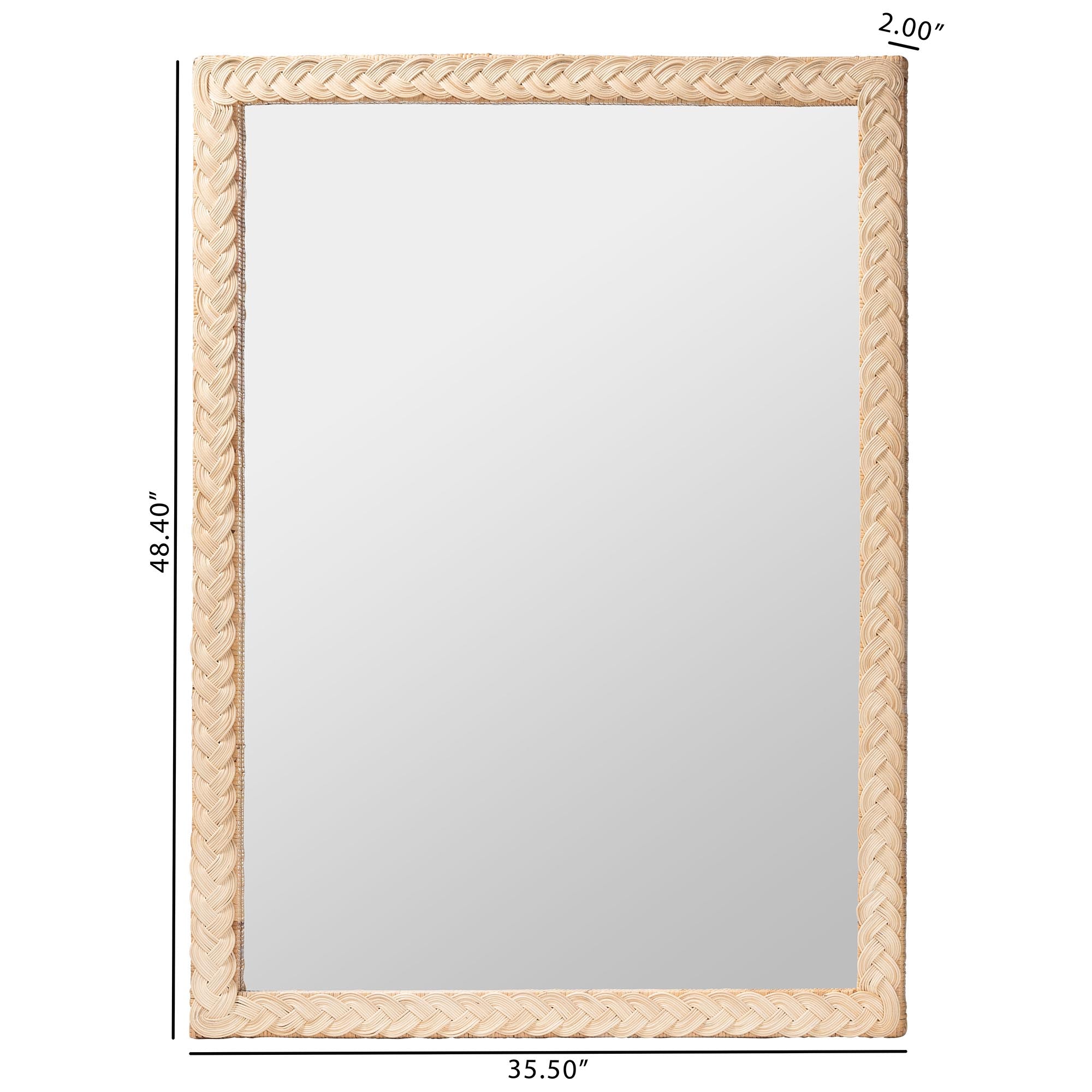 Lanica Japandi Sun Bleached Rattan Wall Mirror