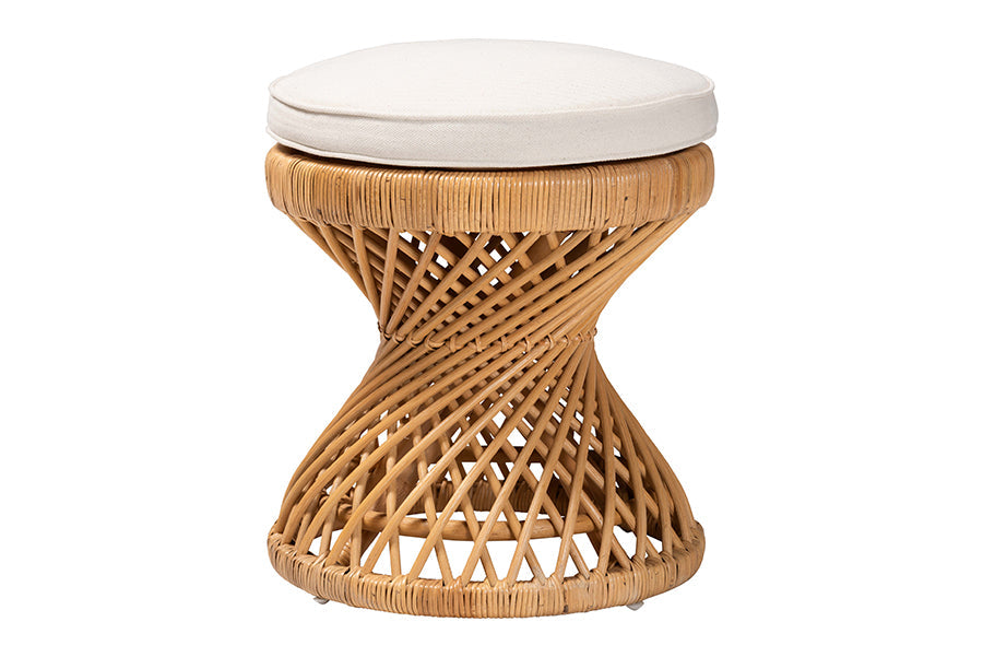 Borneo Bohemian Light Honey Rattan Footstool