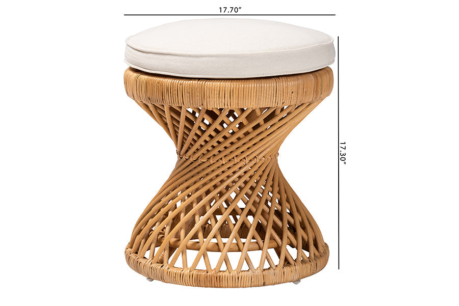 Borneo Bohemian Light Honey Rattan Footstool