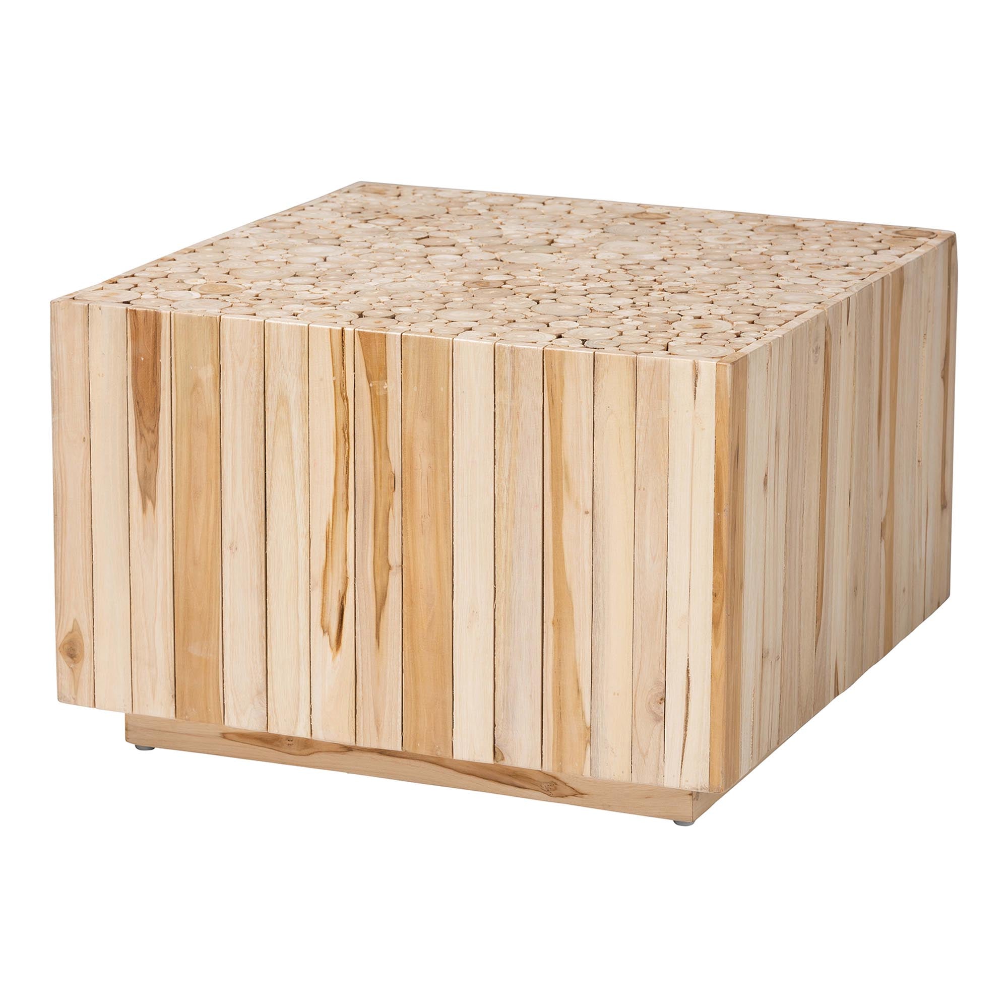 Augusta Bohemian Natural Teak Wood Coffee Table with Unique Repurposed Wood Logs