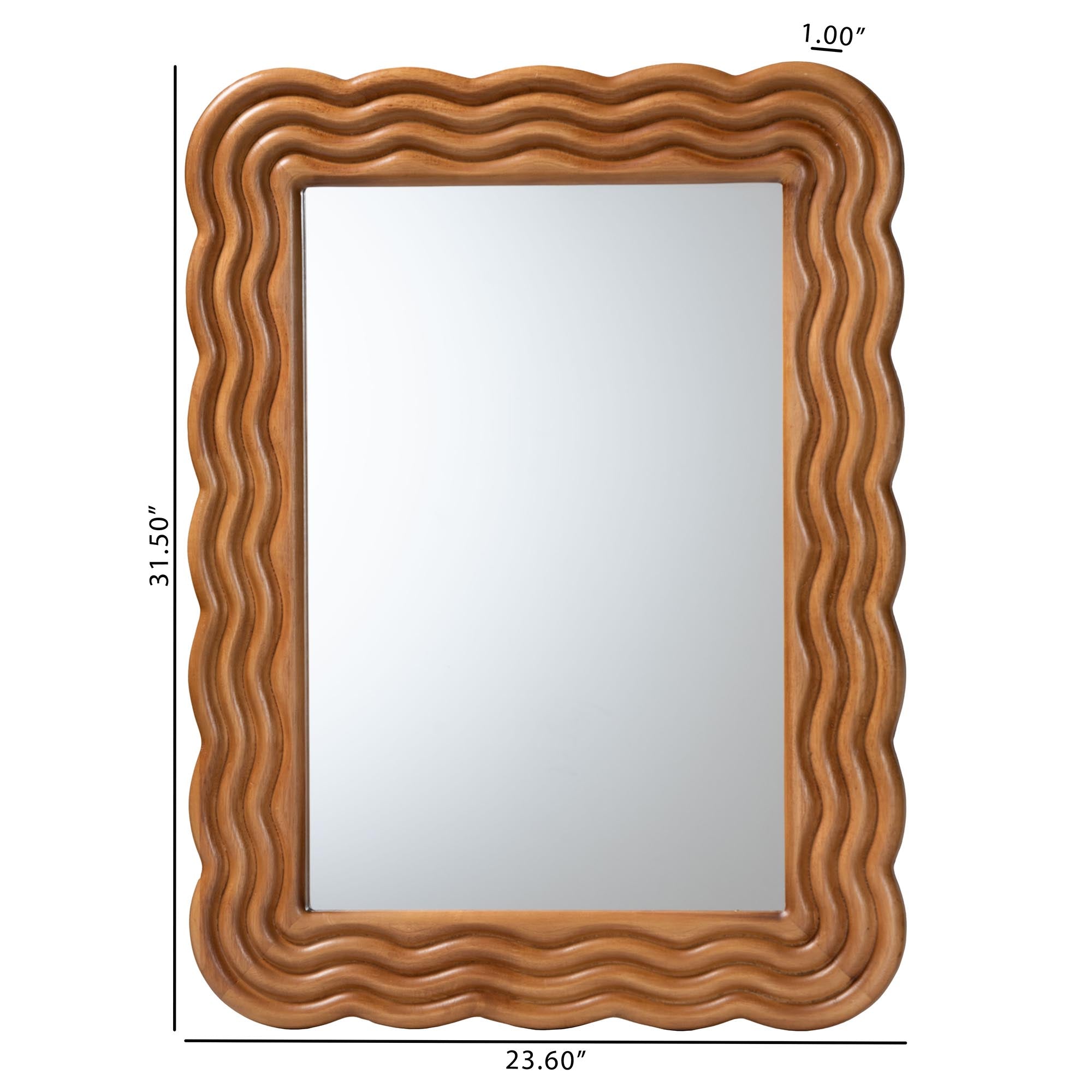 Acantha Modern Walnut Brown Scallop-framed Accent Mirror