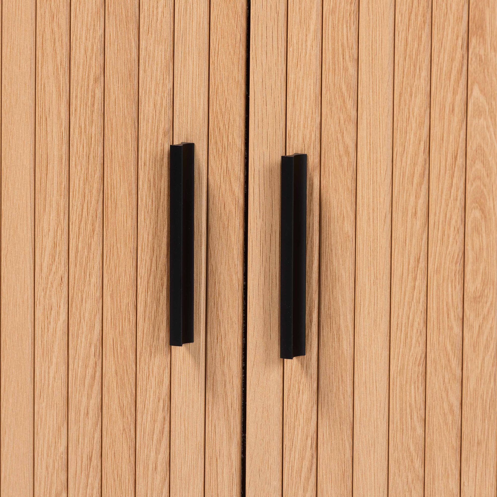 Lucia Fluted Wood Storage Cabinet - Mid-Century Modern Sideboard with Sliding Tambour Doors, 35" Wide