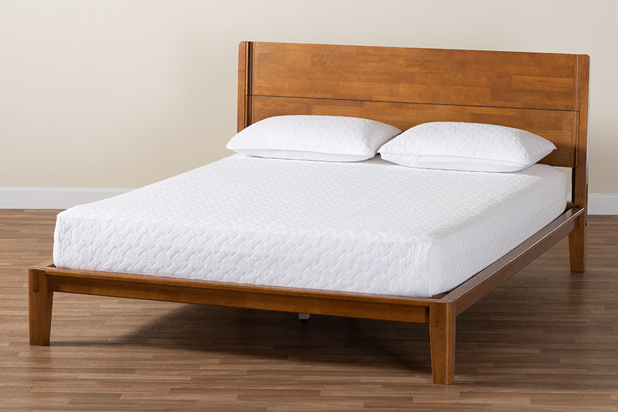 Aldith Japandi Walnut Brown Toolless Assembly Queen Platform Bed