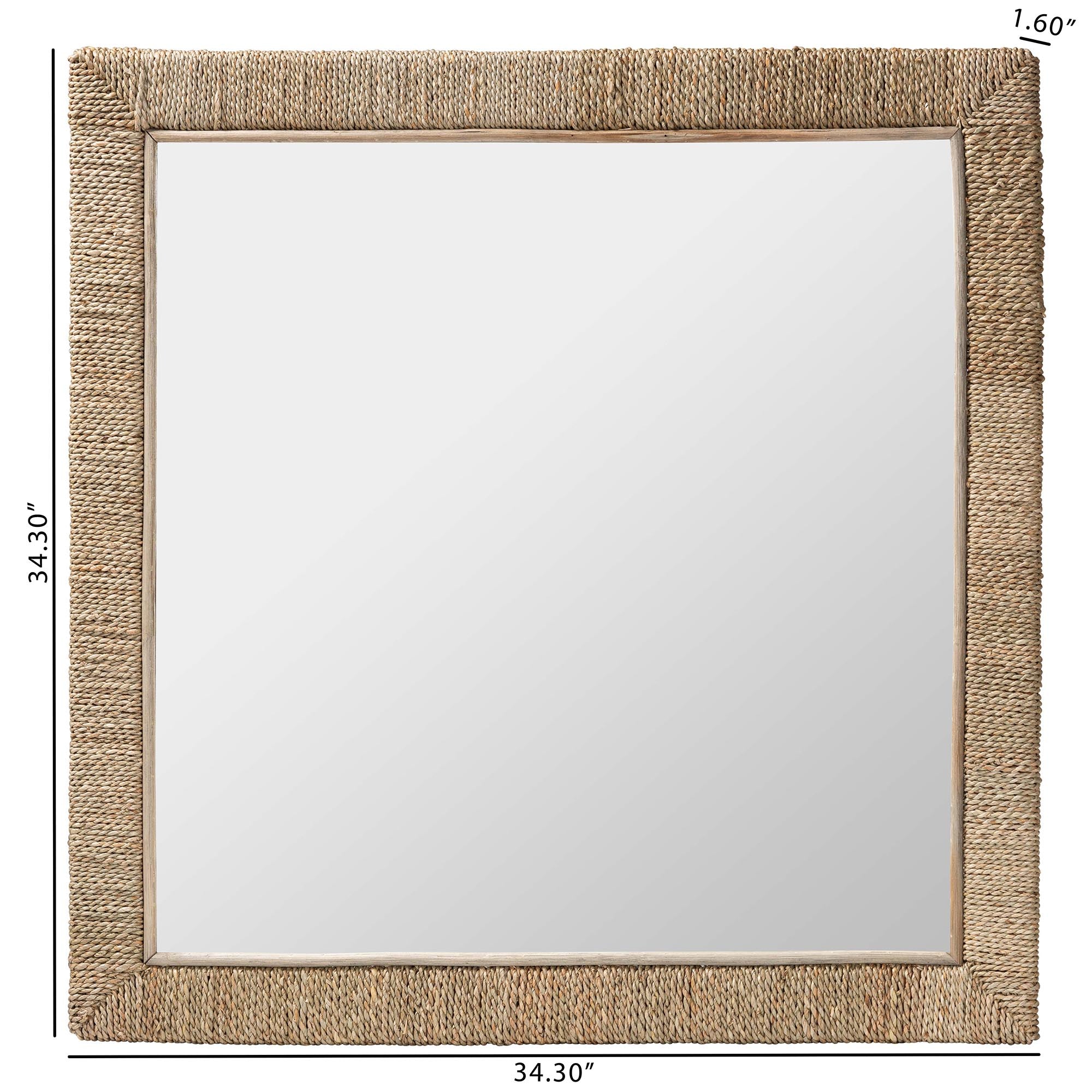 Geralyn Japandi Natural Seagrass Square Wall Mirror
