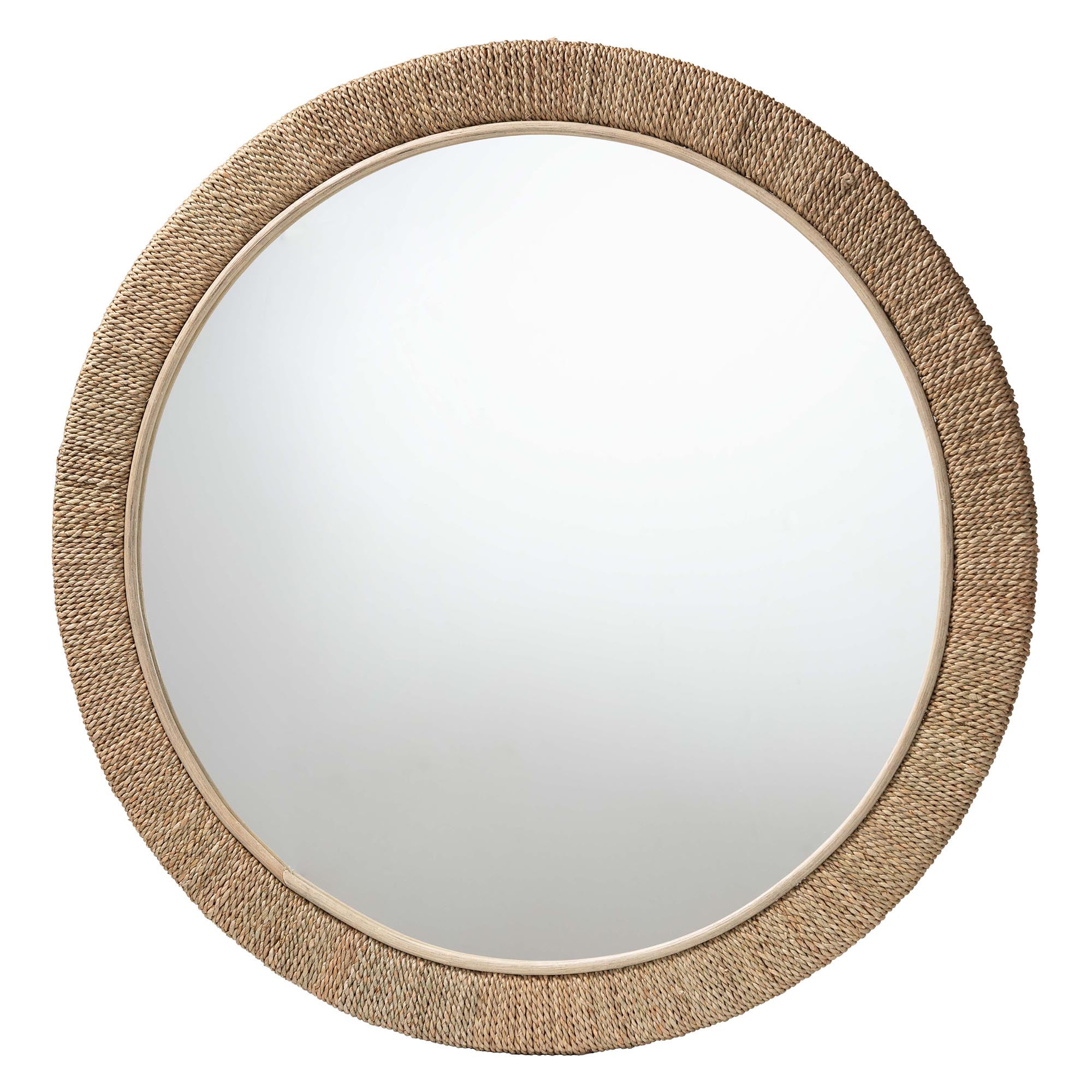 Geralyn Japandi Natural Seagrass Round Wall Mirror