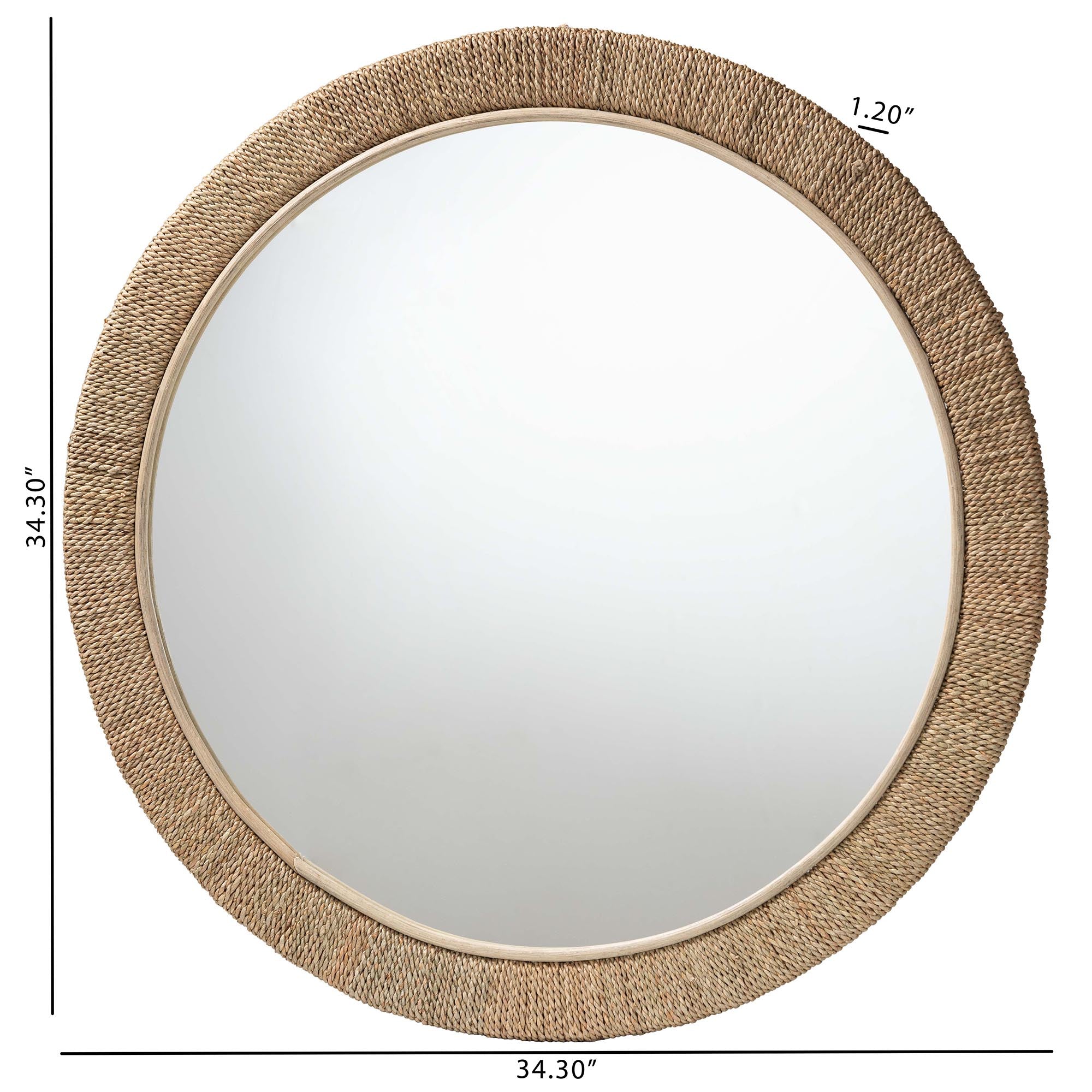 Geralyn Japandi Natural Seagrass Round Wall Mirror