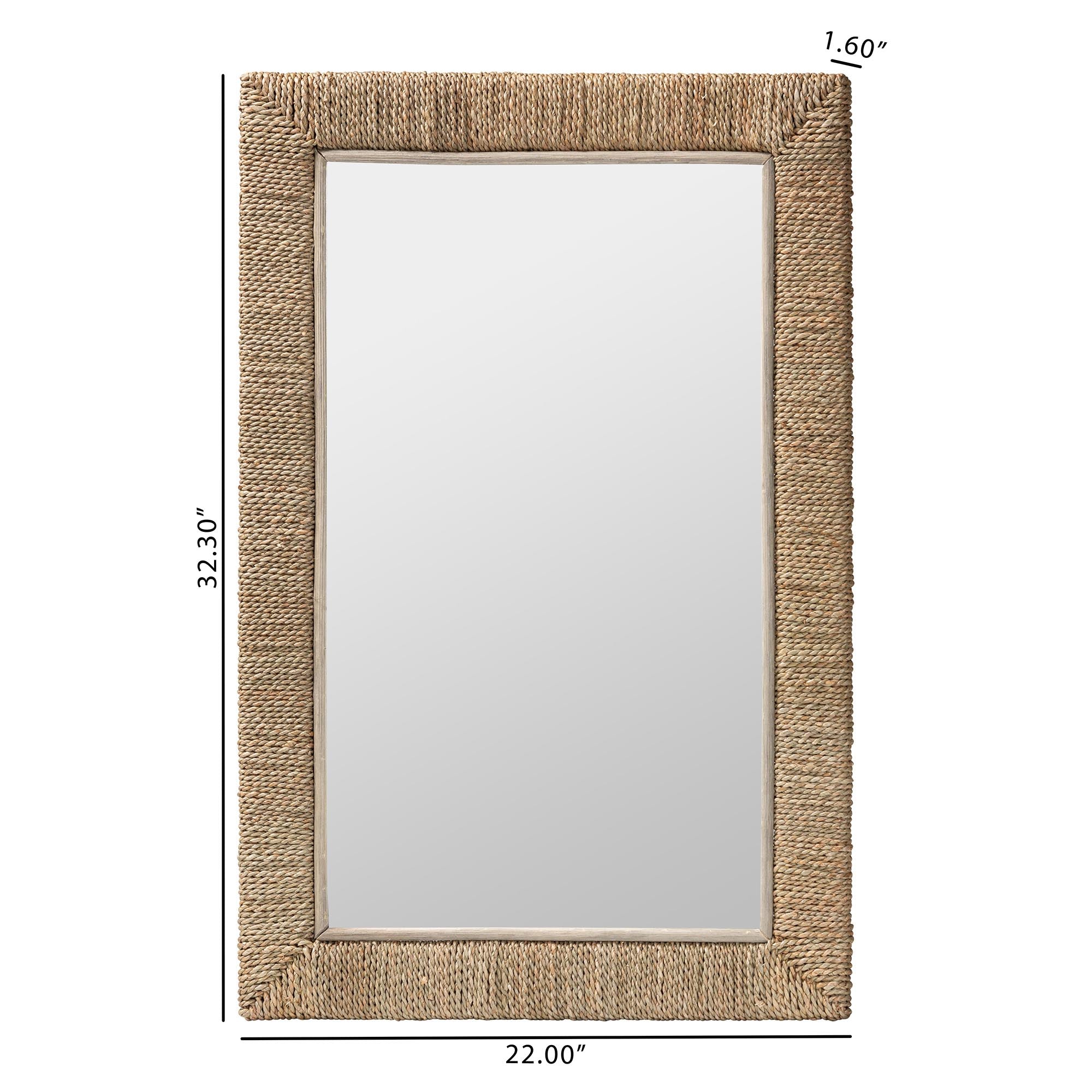 Geralyn Japandi Natural Seagrass Rectangular Wall Mirror
