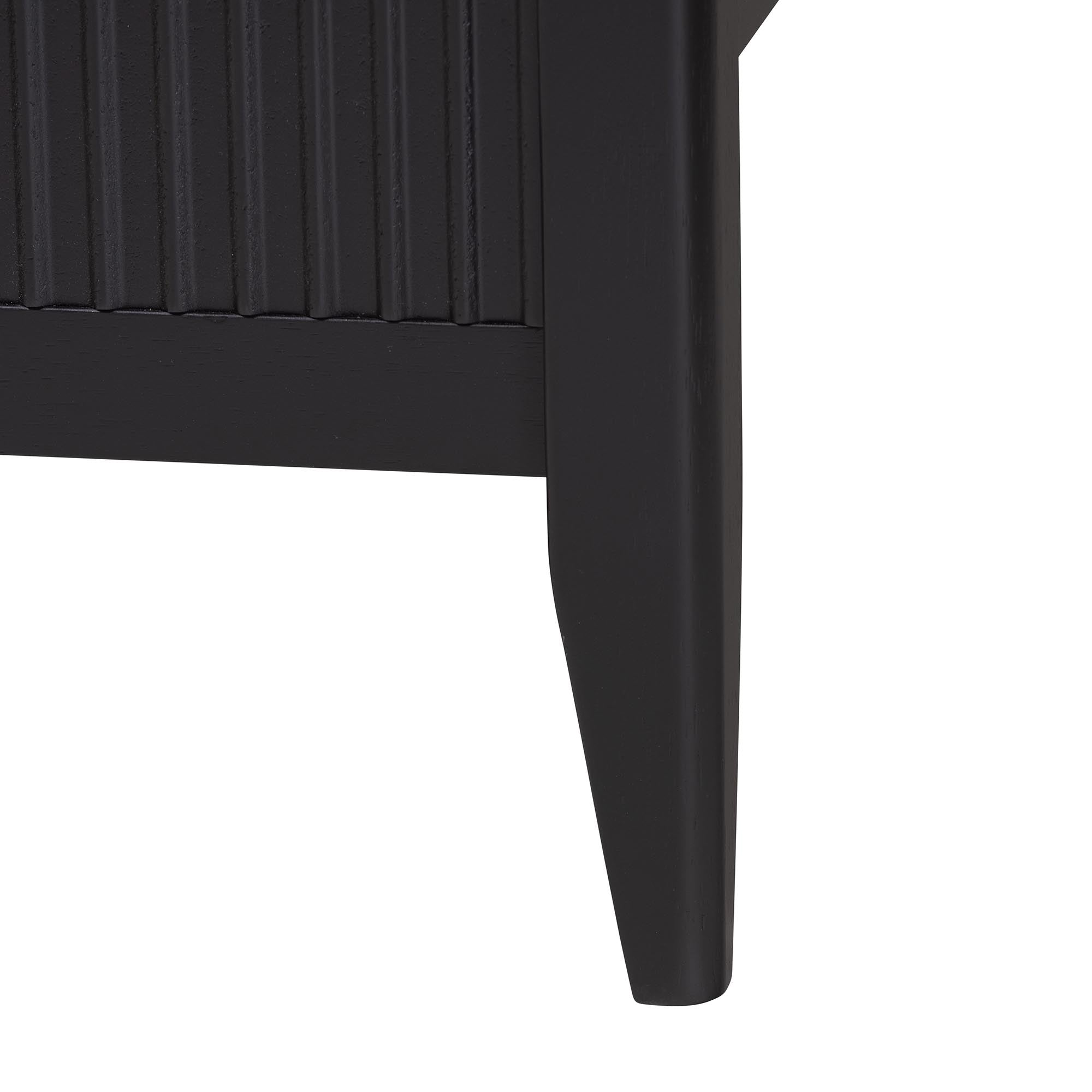 Primrose Mid-Century Black Fluted Wood Queen Size Platform Bed