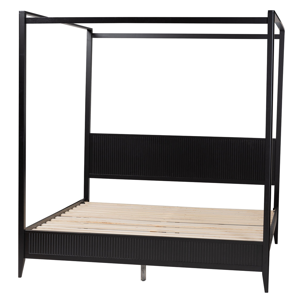 Cayla King Rubberwood Canopy Bed – Tapered Legs & Solid Slat Support