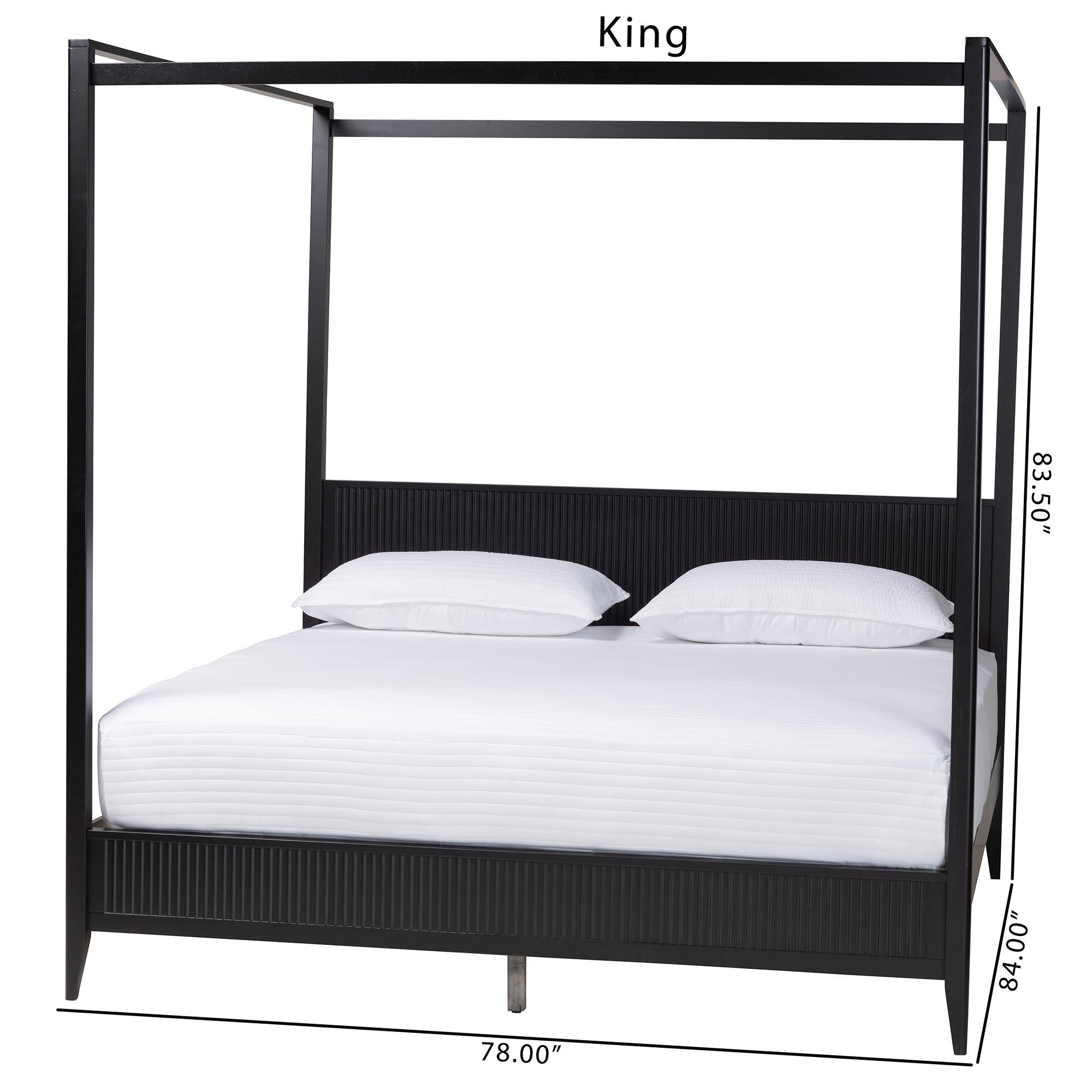 Cayla King Rubberwood Canopy Bed – Tapered Legs & Solid Slat Support