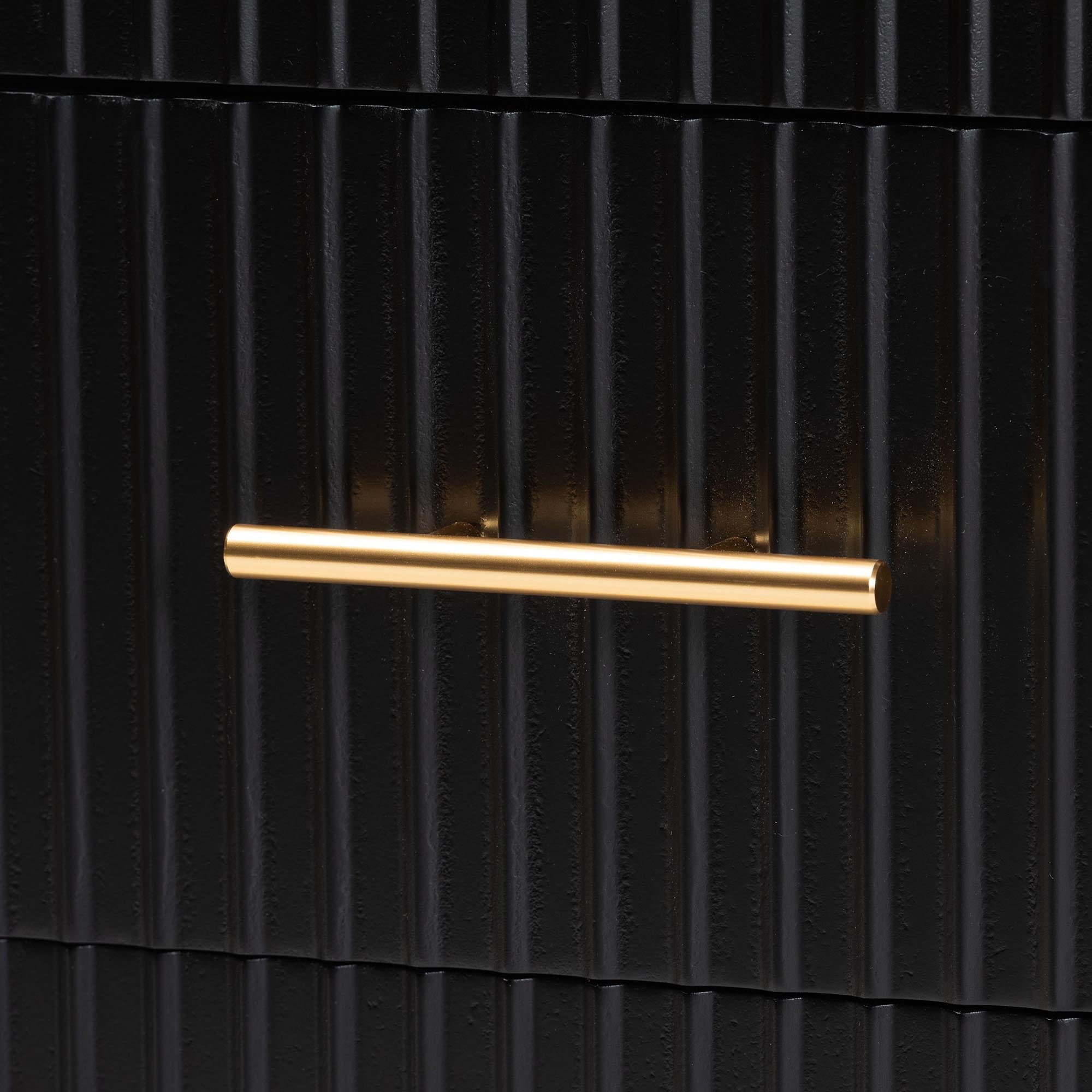 Primrose Mid-Century Black Fluted Wood 6-Drawer Dresser