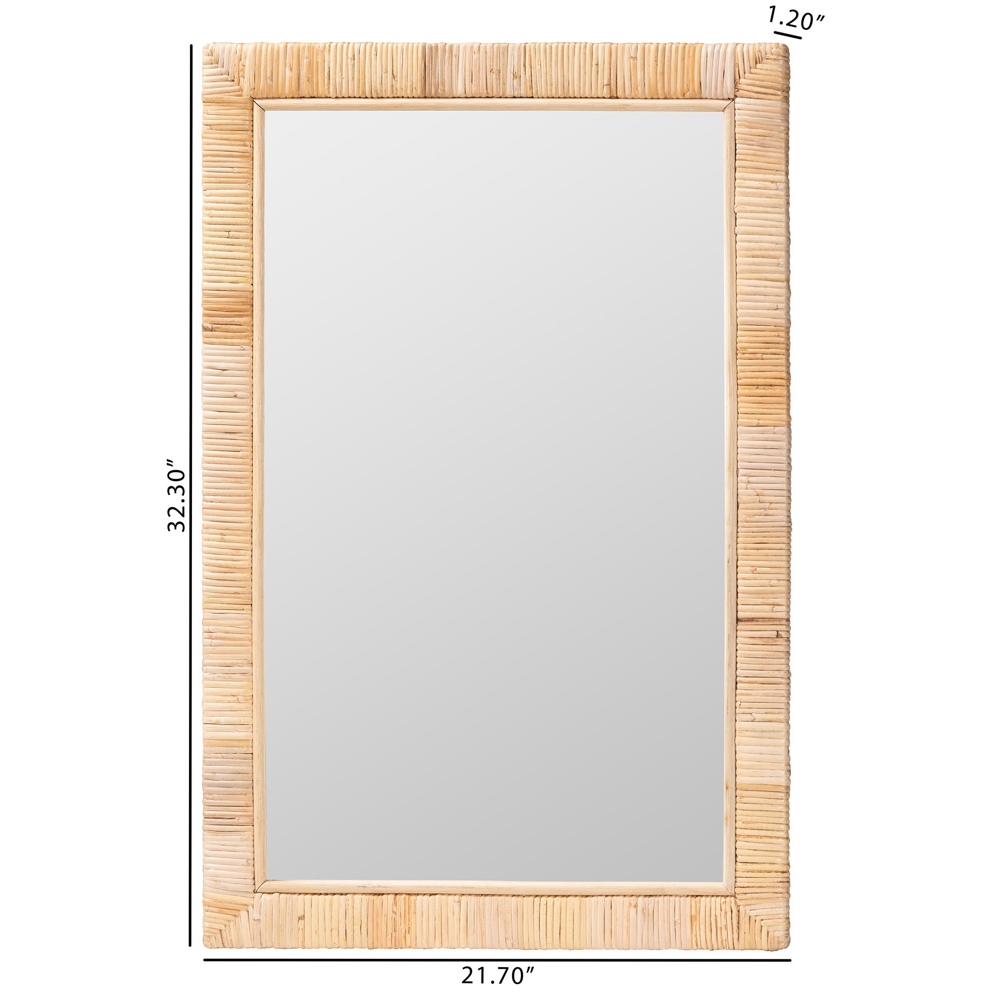 Lankston Bohemian Natural Rattan Rectangle Accent Wall Mirror