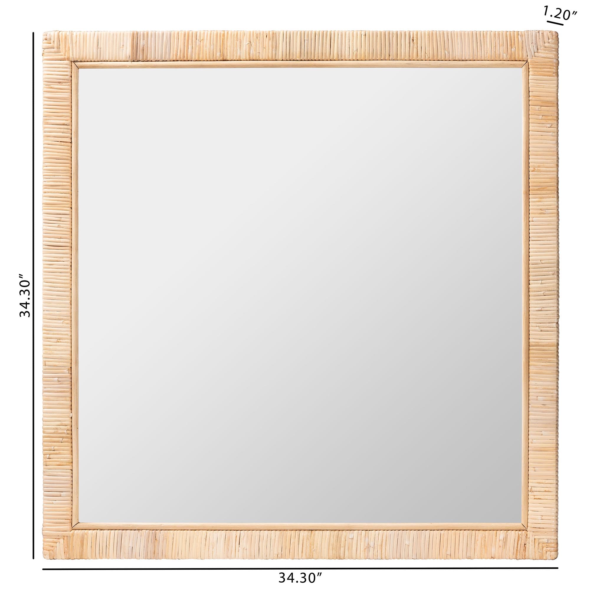Lankston Bohemian Natural Rattan Square Accent Wall Mirror
