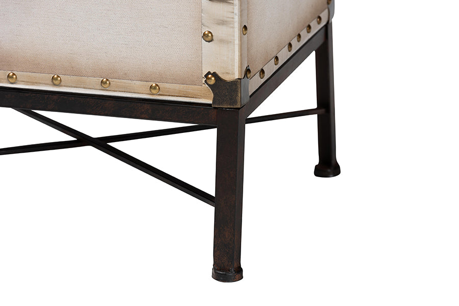Laura Vintage White Canvas Lift-Top Trunk End Table