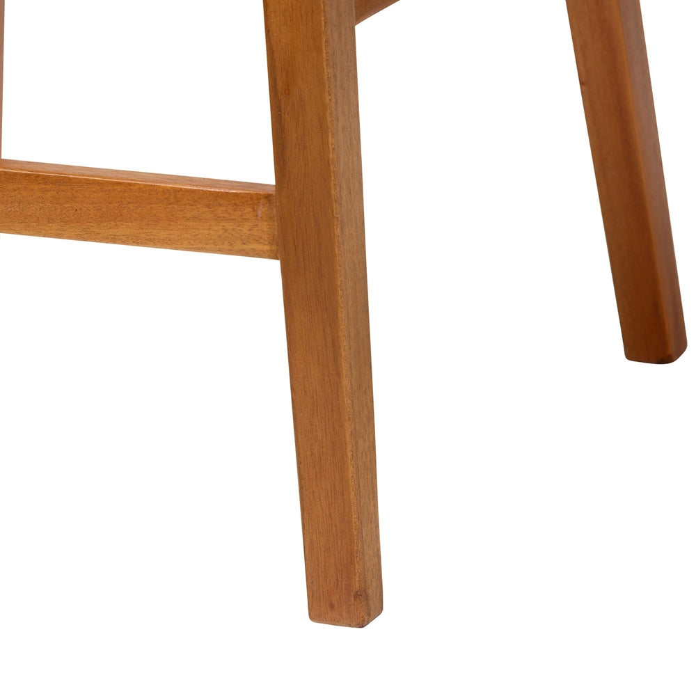 Asgart Bohemian Natural Rattan and Mahogany Wood Bar Stool