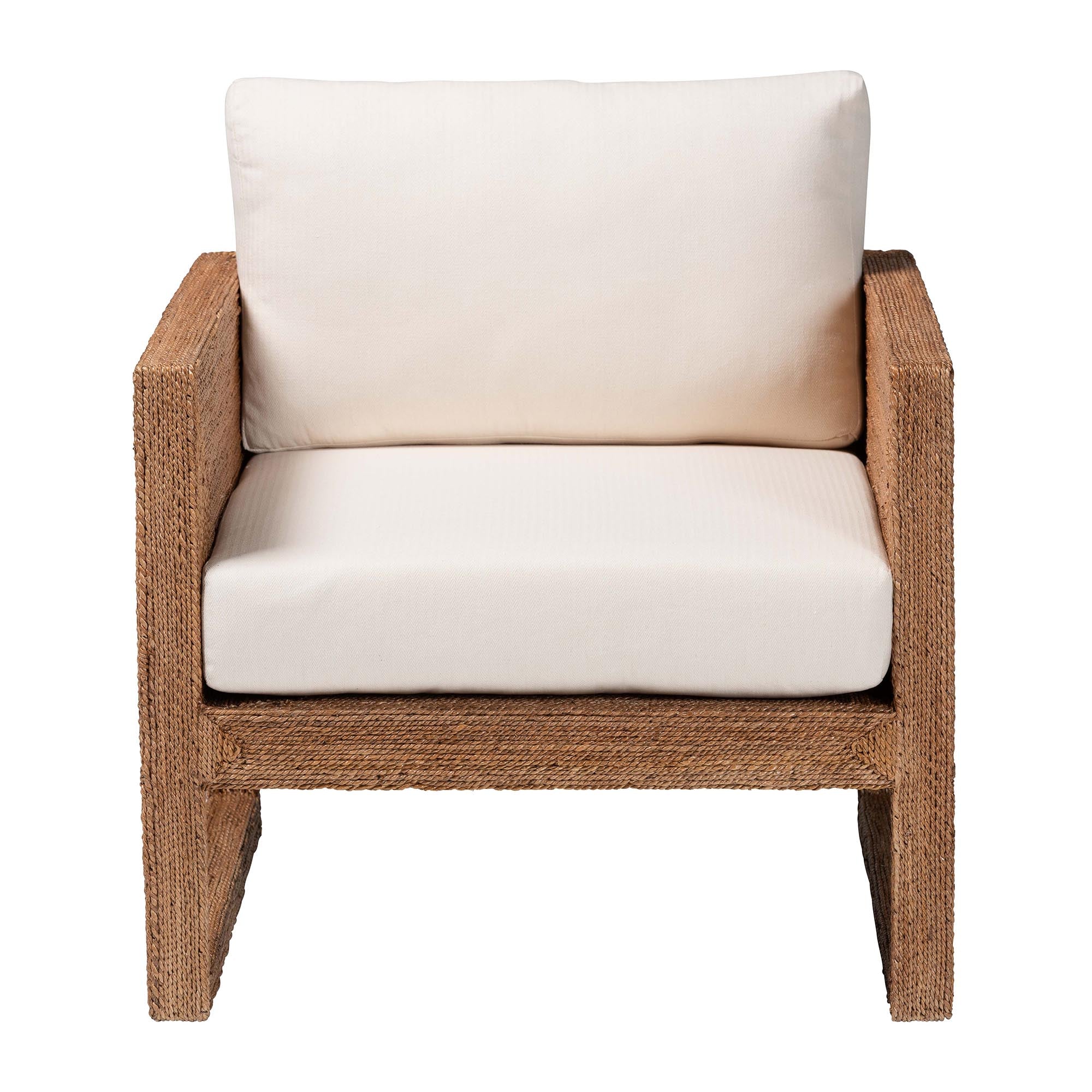 Helina Bohemian Bleached Seagrass and Acacia Wood Arm Chair