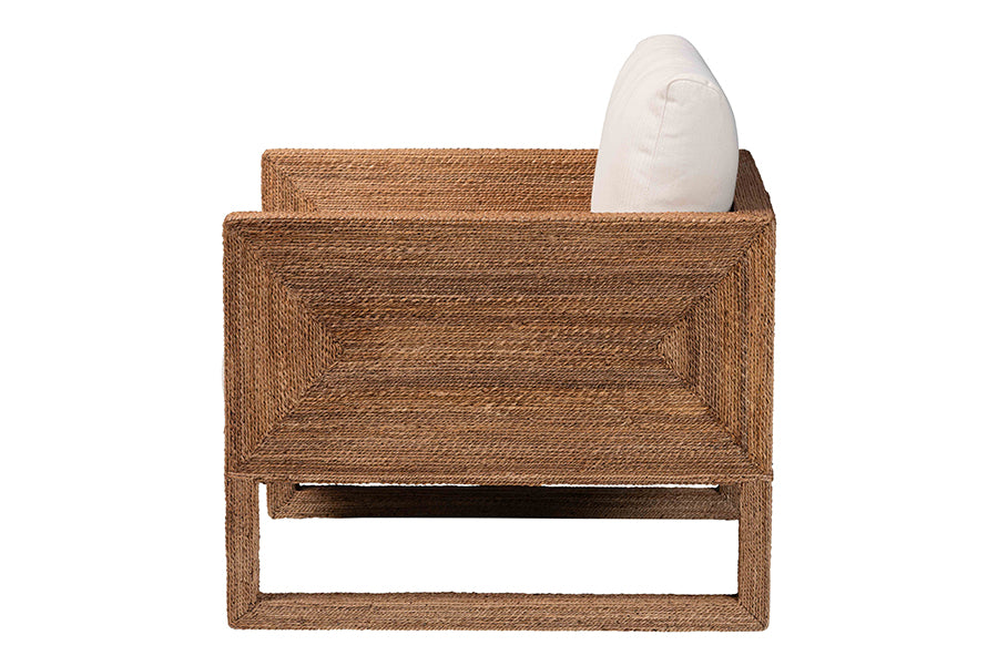 Helina Bohemian Bleached Seagrass and Acacia Wood Arm Chair