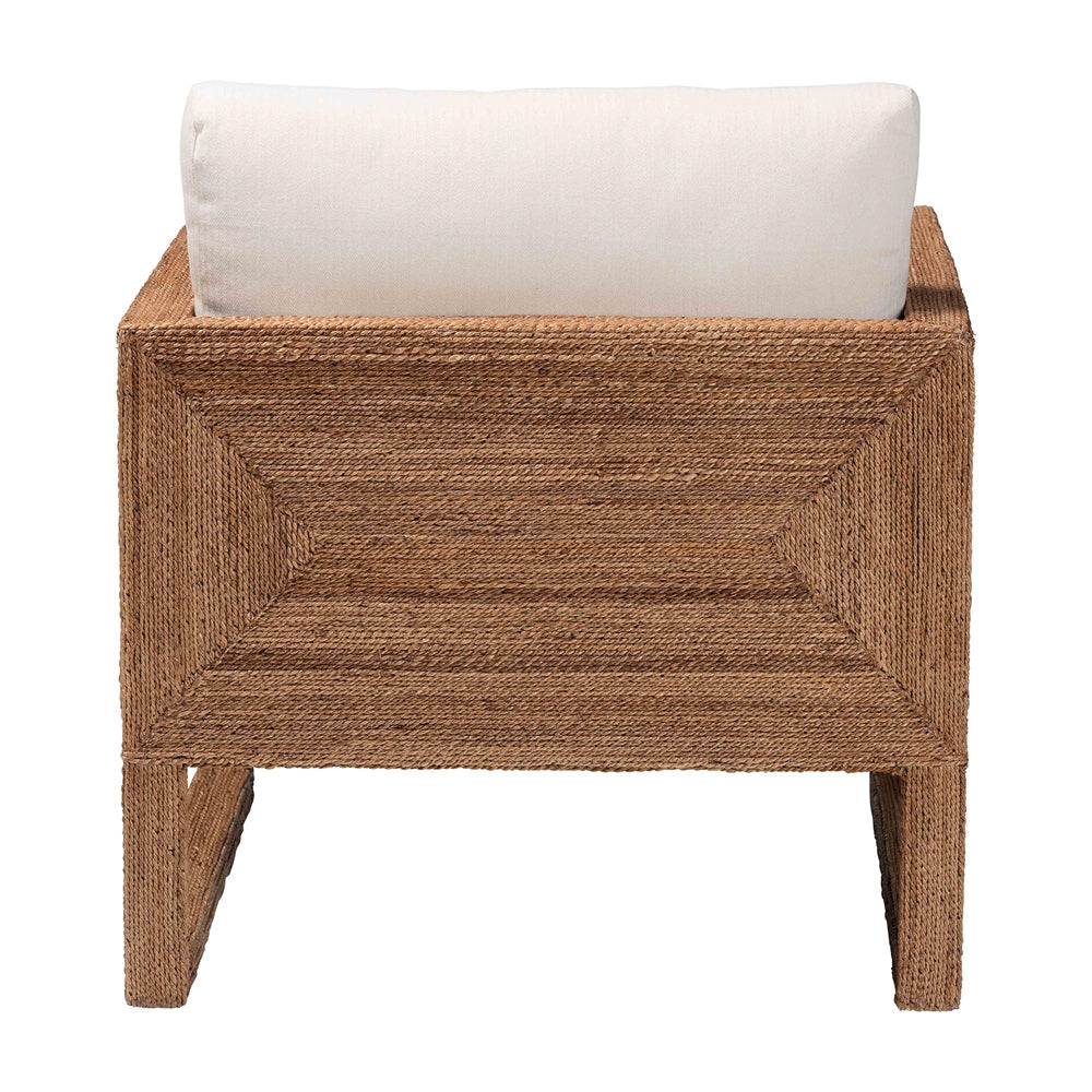 Helina Bohemian Bleached Seagrass and Acacia Wood Arm Chair