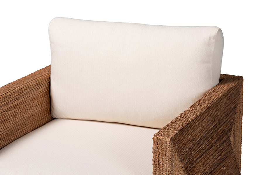 Helina Bohemian Bleached Seagrass and Acacia Wood Arm Chair