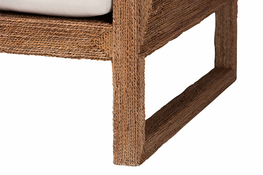Helina Bohemian Bleached Seagrass and Acacia Wood Arm Chair