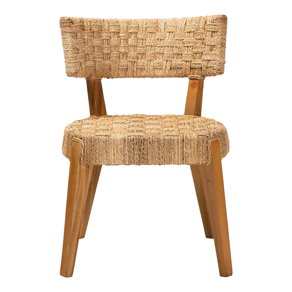 Sabit Bohemian Seagrass and Mahogany Wood Dining Chair