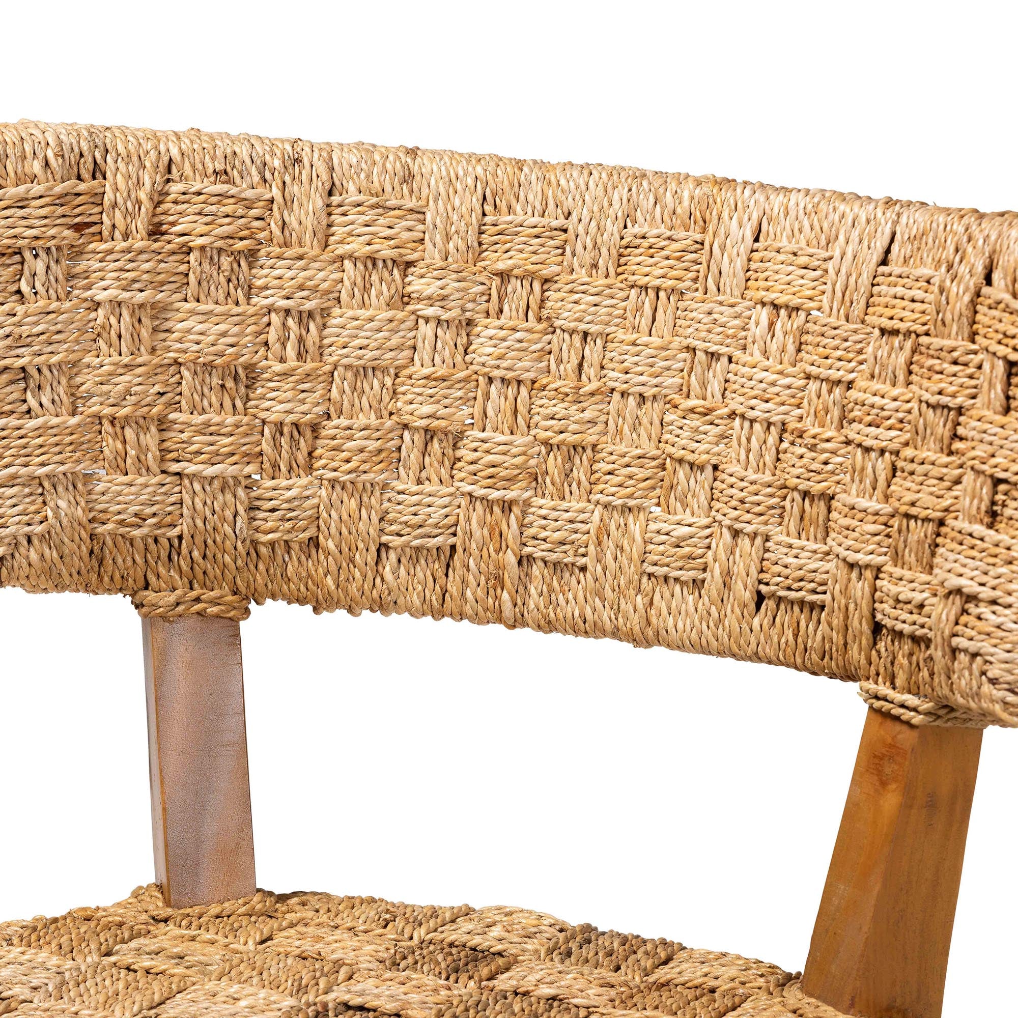 Sabit Bohemian Seagrass and Mahogany Wood Dining Chair
