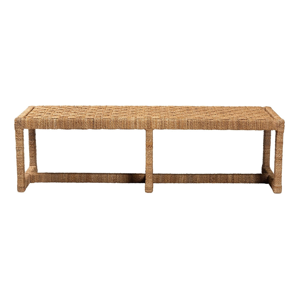 Cipally Bohemian Seagrass and Mahogany Wood Accent Bench