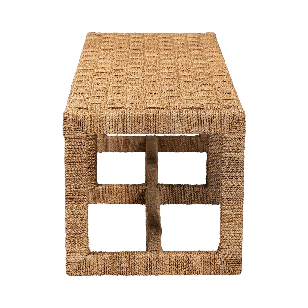 Cipally Bohemian Seagrass and Mahogany Wood Accent Bench