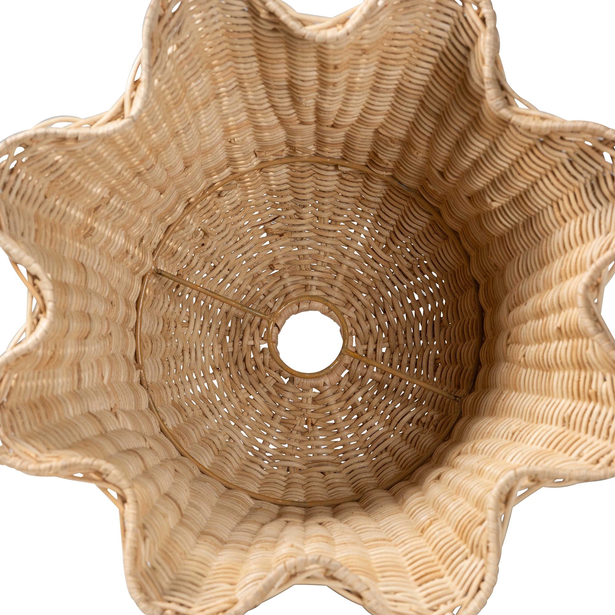 Semira Bohemian Natural Scalloped Rattan Pendant Lampshade