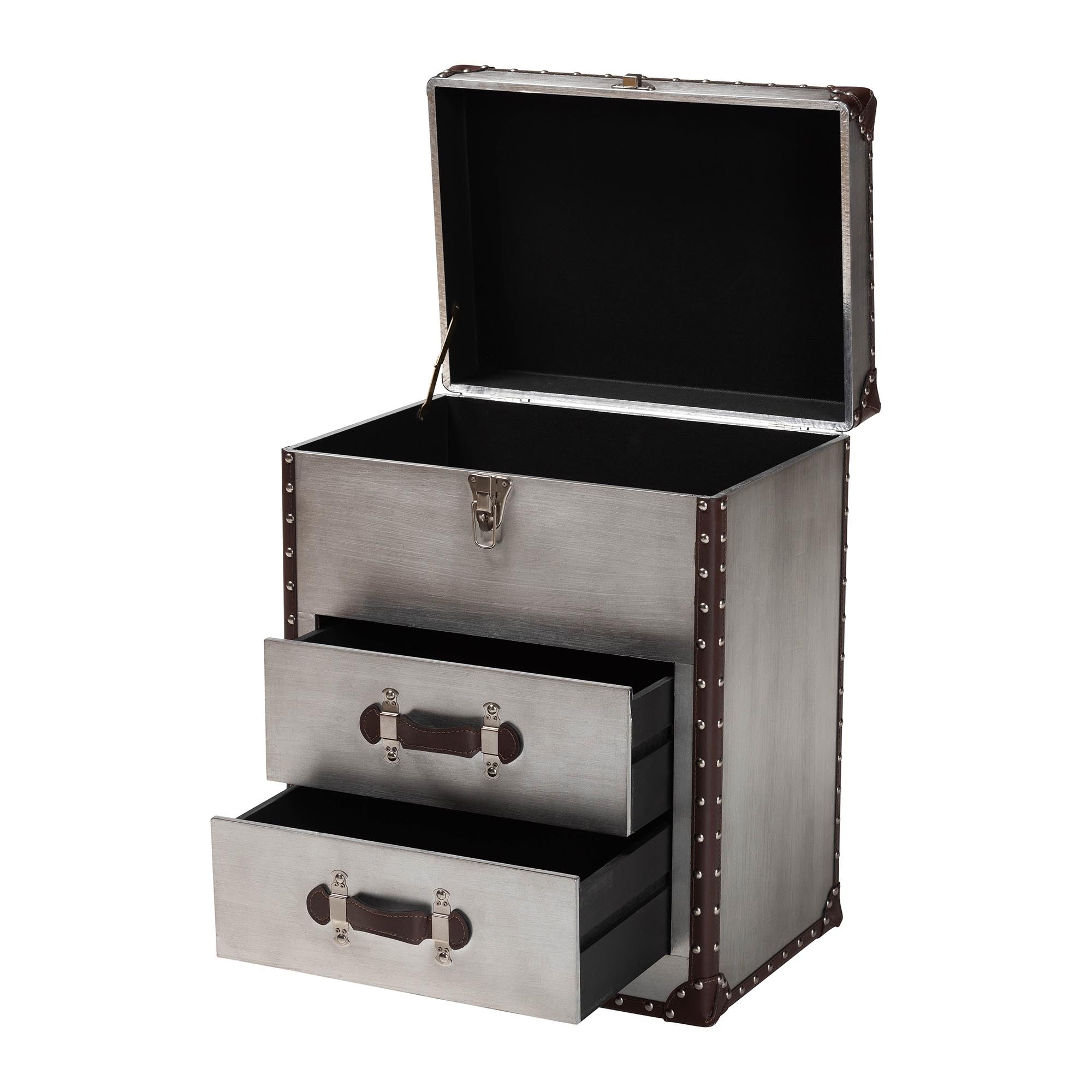 Calidore Vintage Silver Metal 2-Drawer End Table