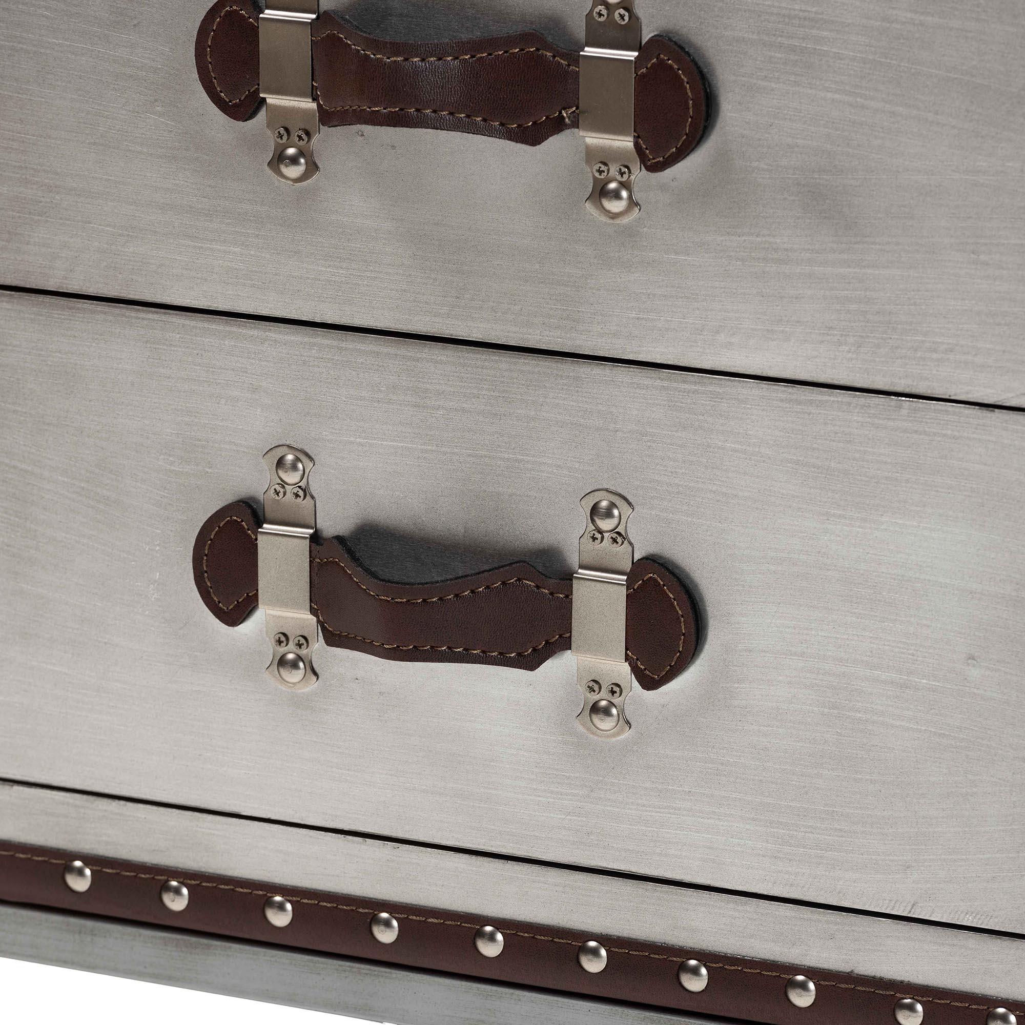 Jacey Vintage Silver Metal 2-Drawer End Table