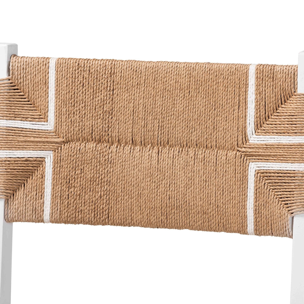 Talli Bohemian Paper Loom and White Mahogany Wood 2-Piece Bar Stool Set