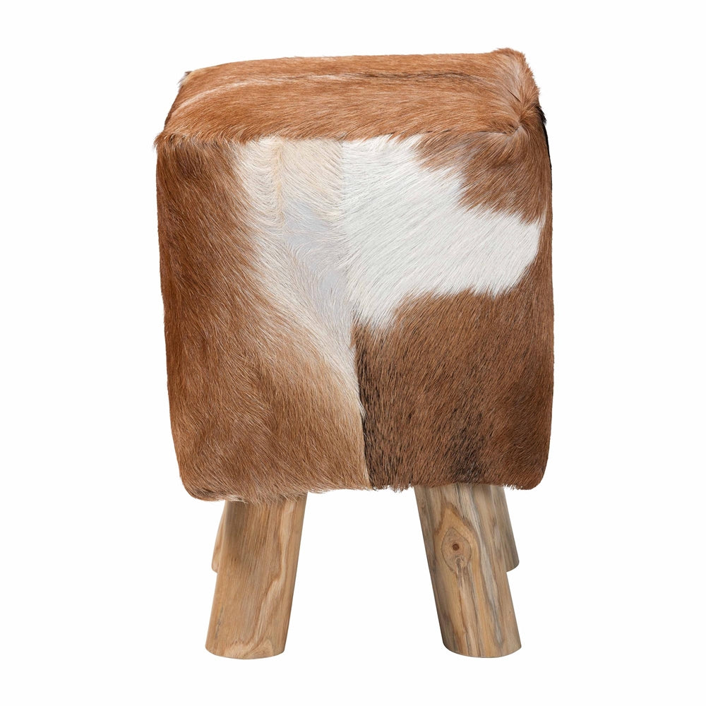 Scotlyn Genuine Goat Leather Footstool
