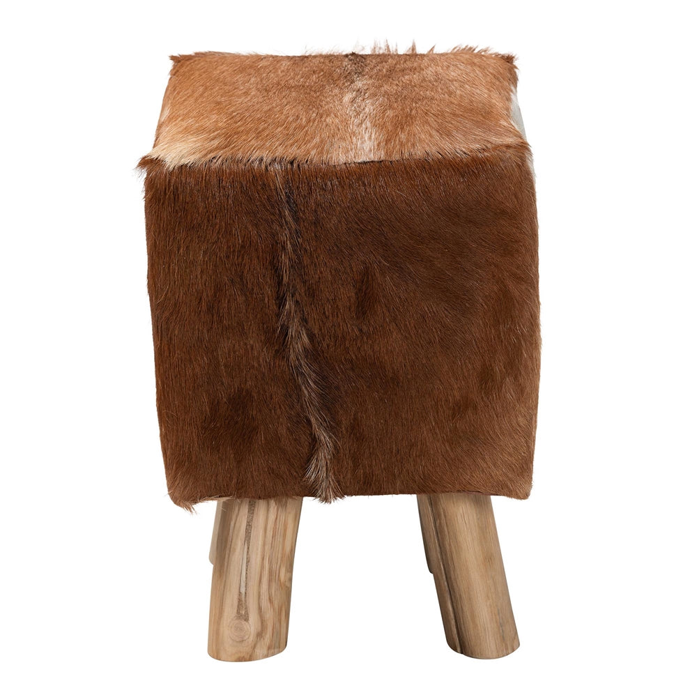Scotlyn Genuine Goat Leather Footstool