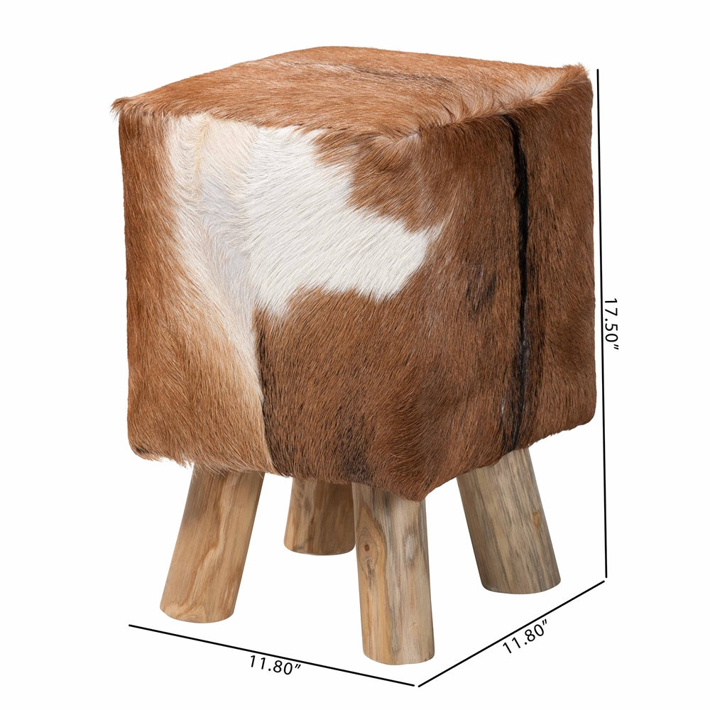 Scotlyn Genuine Goat Leather Footstool