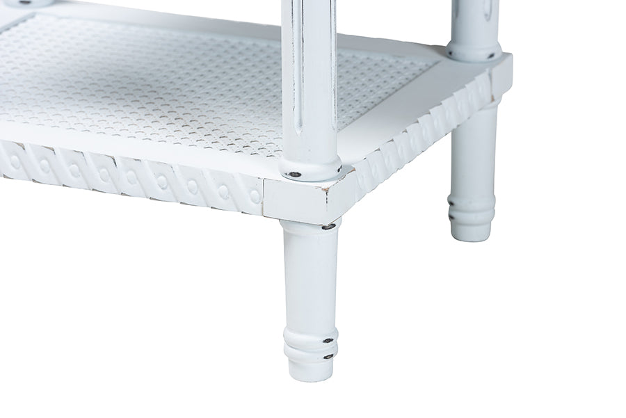 Legrand Classic French Two-Tone White and Natural Brown 1-Drawer End Table