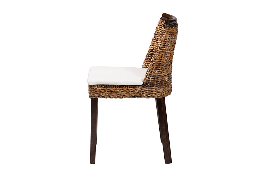 Abbas Bohemian Seagrass and Dark Brown Wood Dining Chair
