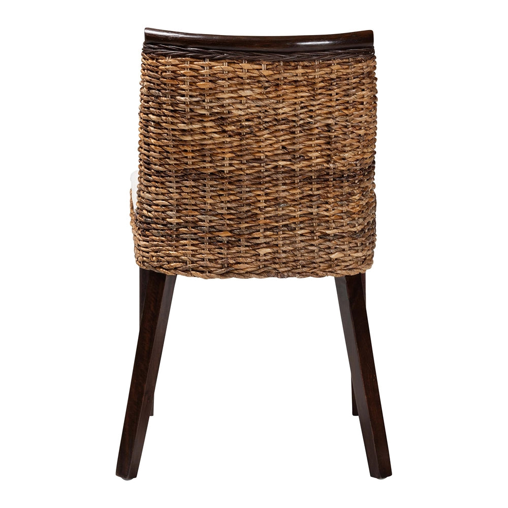 Abbas Bohemian Seagrass and Dark Brown Wood Dining Chair