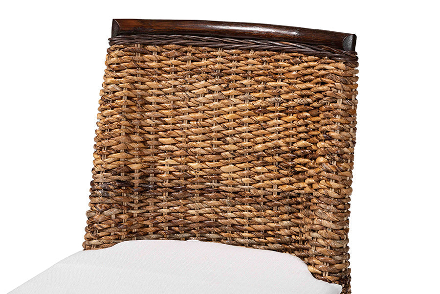 Abbas Bohemian Seagrass and Dark Brown Wood Dining Chair