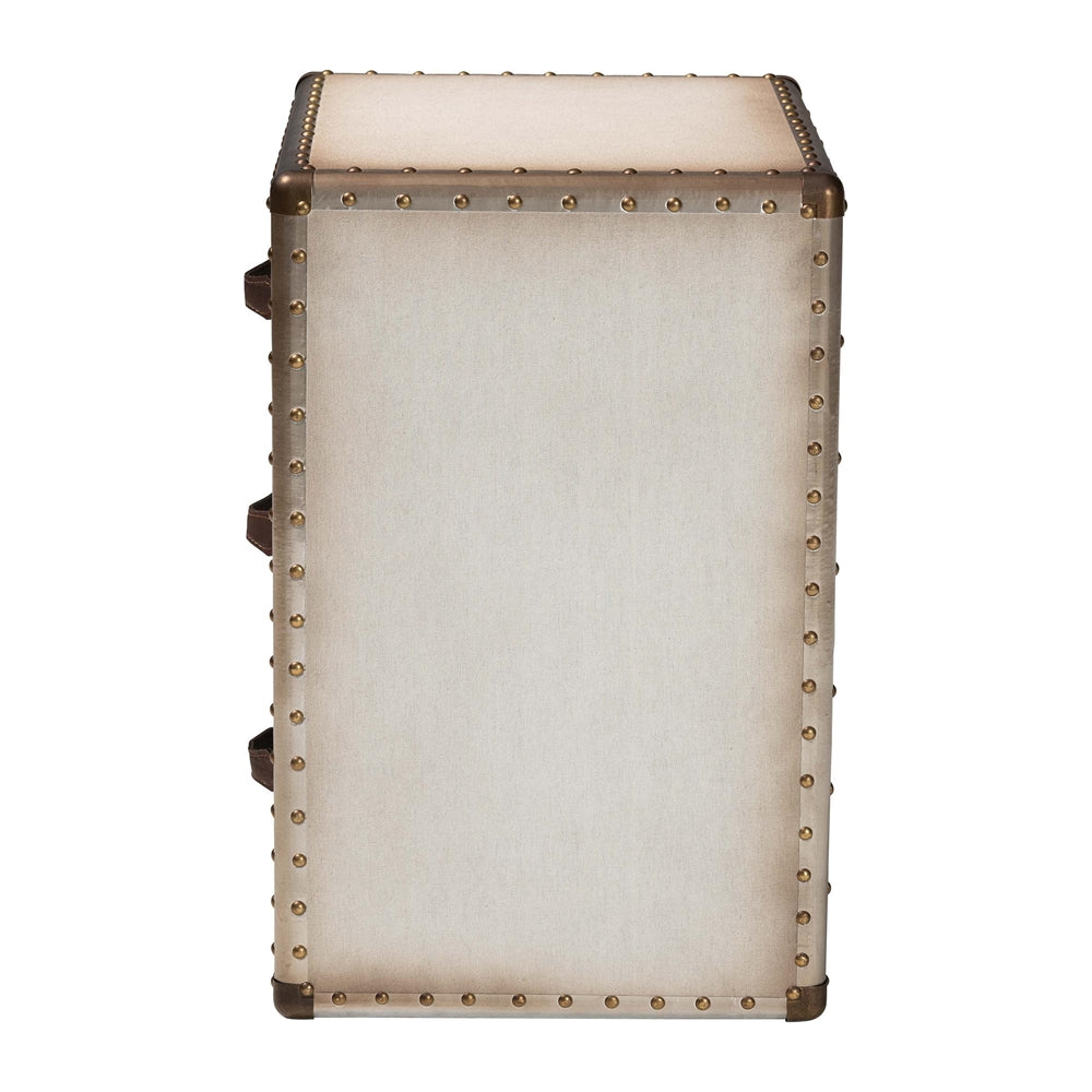 Mallison Vintage White Canvas 3-Drawer End Table