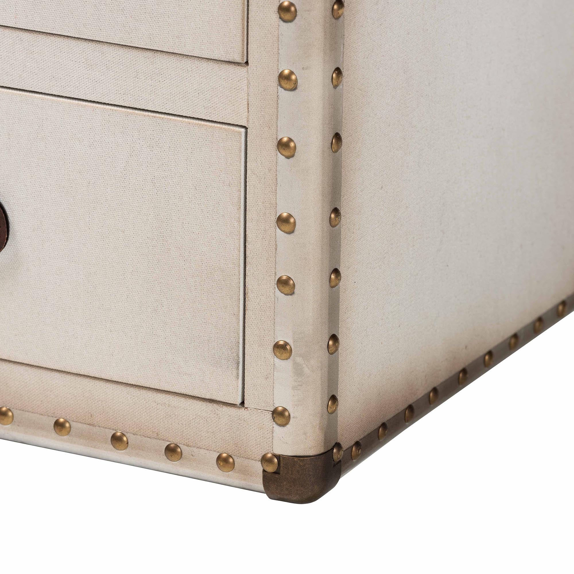 Mallison Vintage White Canvas 3-Drawer End Table