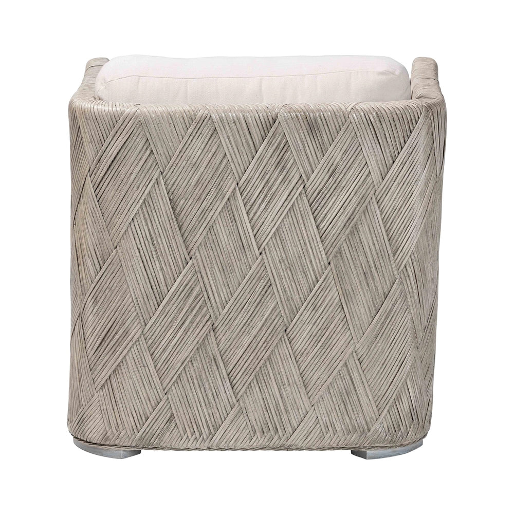 Melbourne Natural Rattan Lounge Chair - Handwoven Wicker Armchair with Tuxedo Frame for Living Room, Lounge, or Sun Room