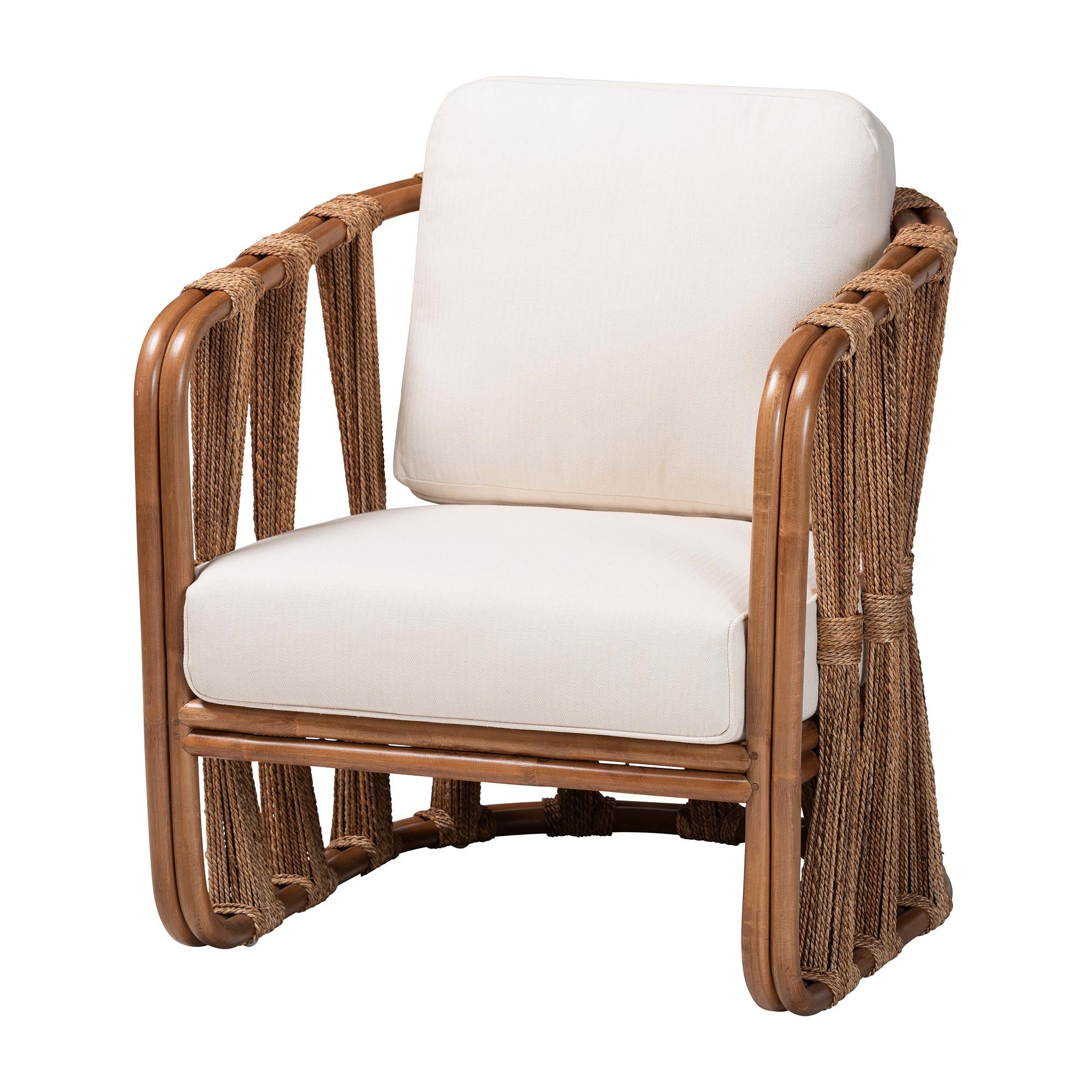 Westham Bohemian Natural Rattan and Seagrass Arm Chair