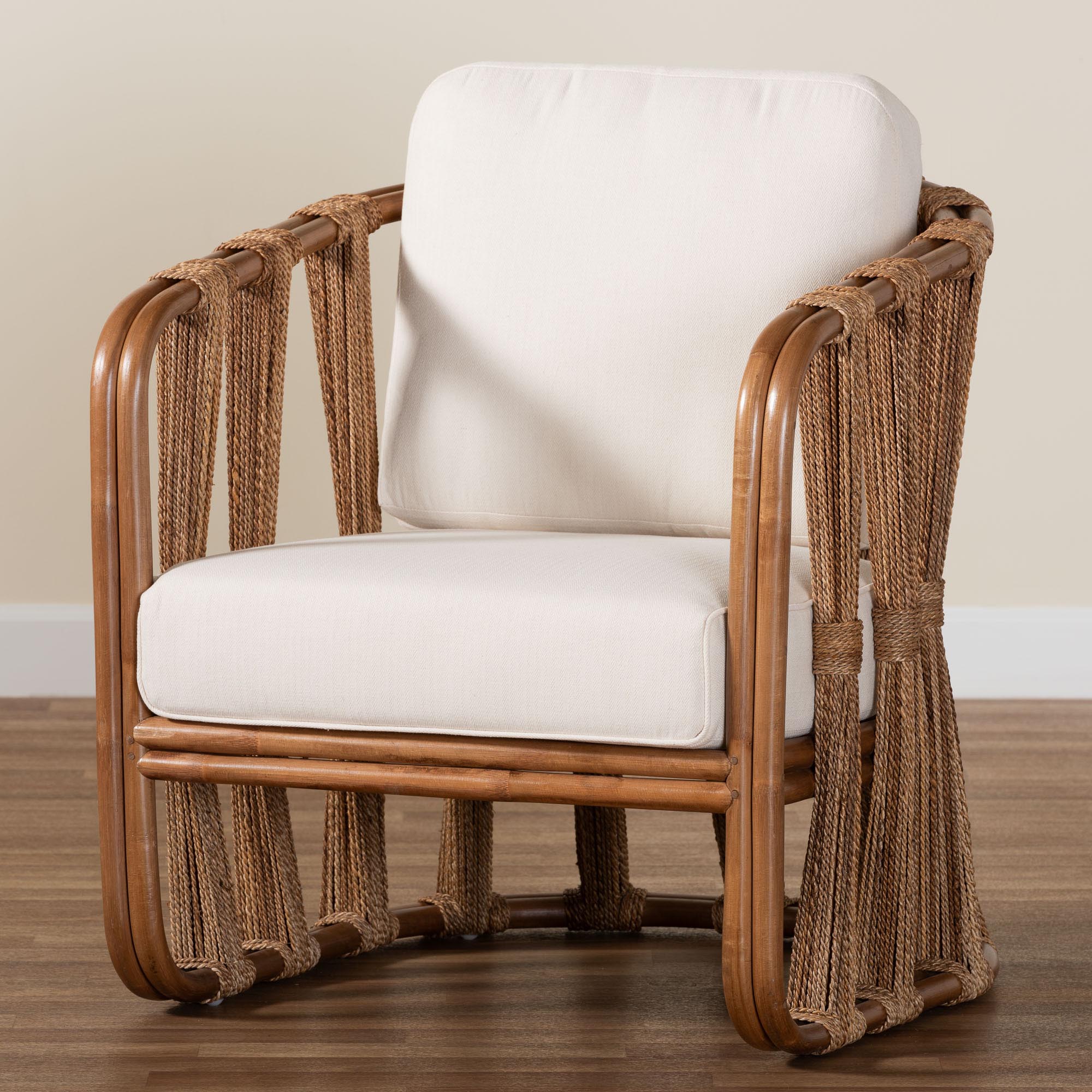 Westham Bohemian Natural Rattan and Seagrass Arm Chair