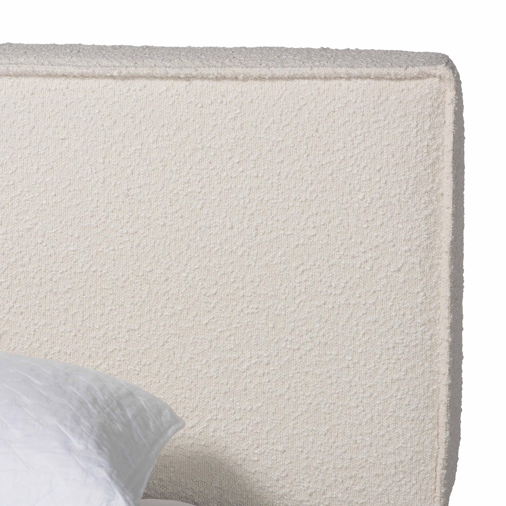 Bardia Modern Cream Boucle Queen Platform Bed with Wide Railing